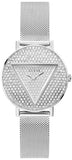 Guess Iconic Diamonds Silver Dial Silver Mesh Bracelet Watch For Women - GW0477L1