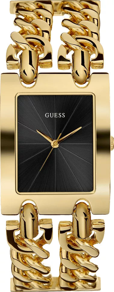 Guess Trend Multi Chain Black Dial Gold Steel Strap Watch  display picture 3