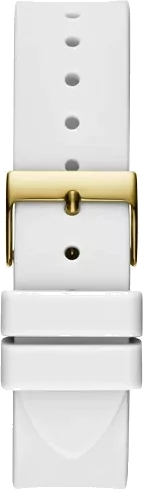 Guess Queen Quartz Gold Dial White Silicone Strap Watch For Women - GW0536L2