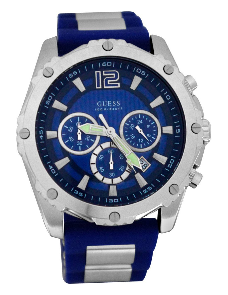 Guess Sport Multifunction Blue Dial Blue Rubber Strap Watch For Men - W0167G3