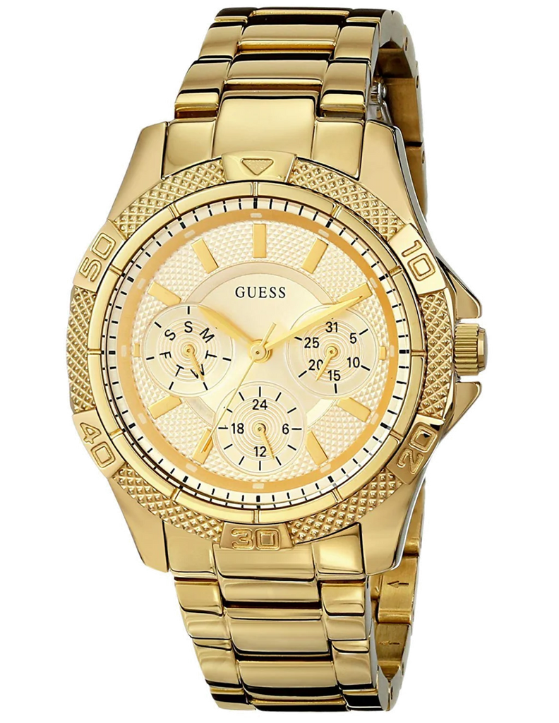 Guess Mini Phantom Diamonds Gold Dial Gold Steel Strap Watch for Women - W0235L5