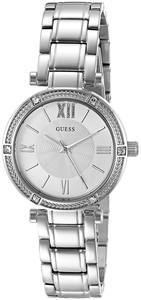 Guess Park Ave White Dial Silver Steel Strap Watch for Women - W0767L1