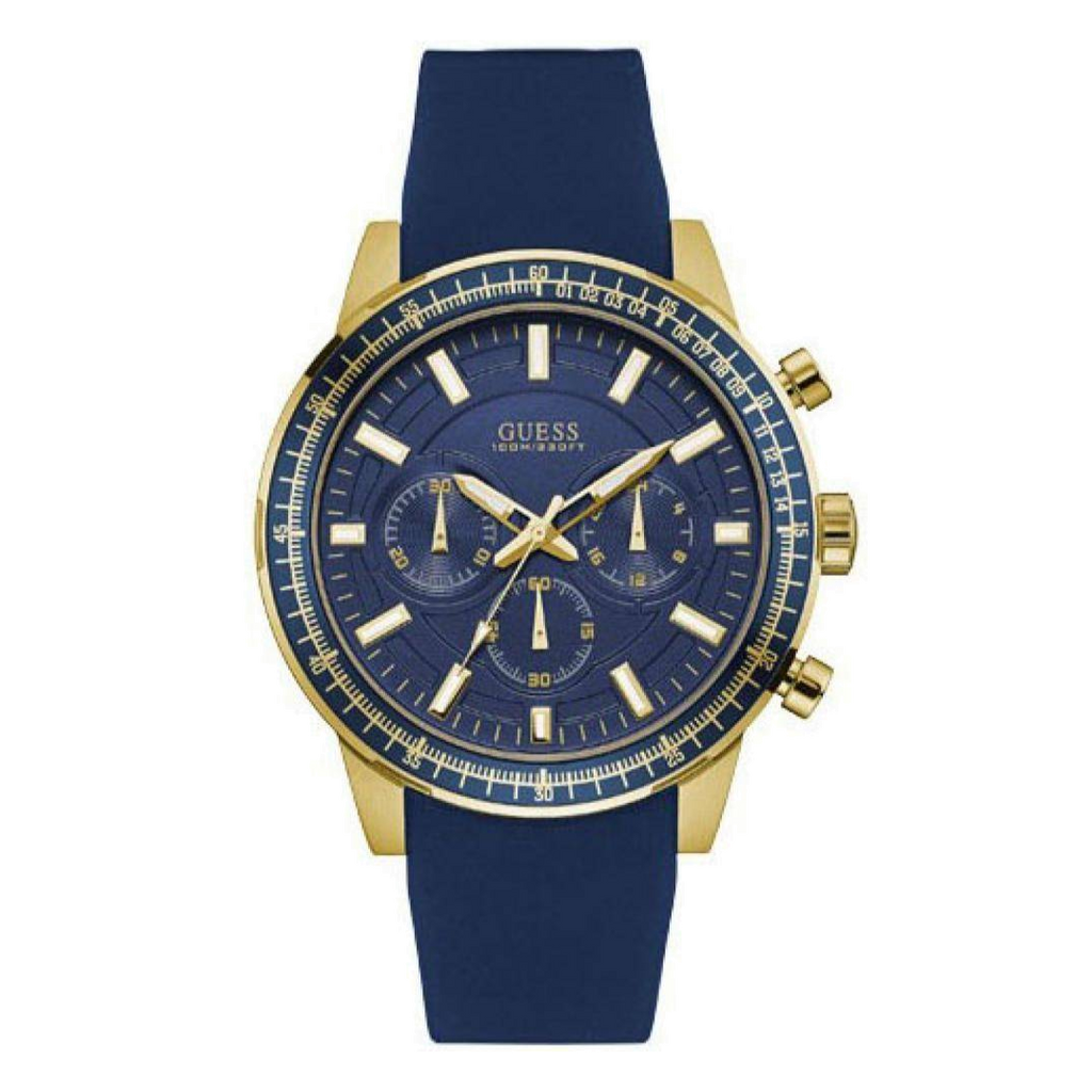 Guess Fuel Chronograph Blue Dial Blue Rubber Strap Watch for Men - W0802G2