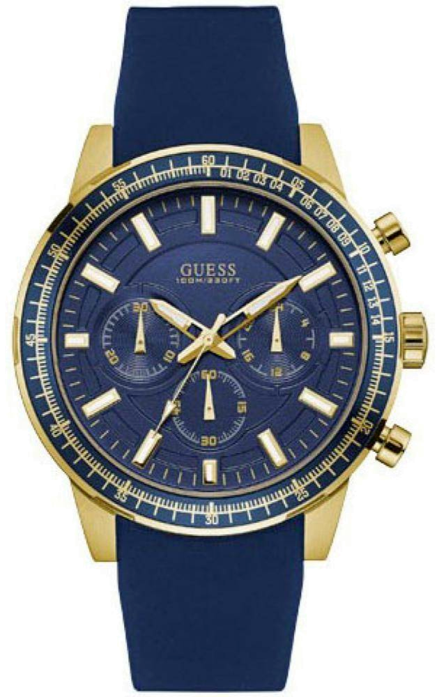 Guess Fuel Chronograph Blue Dial Blue Rubber Strap Watch for Men - W0802G2