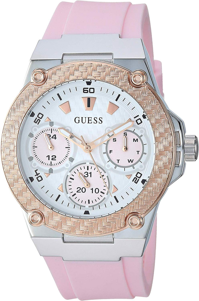 Guess Zena Quartz White Dial Pink Rubber Strap Watch For Women - W1094L4
