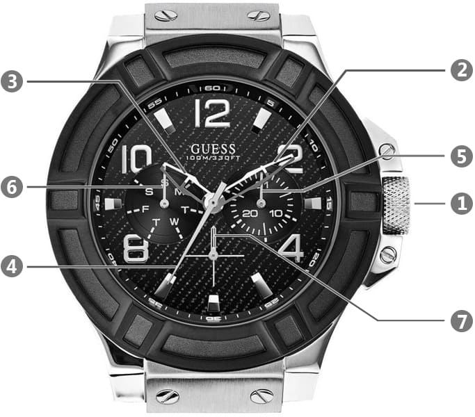 Guess Indovina Quartz Black Dial Black Leather Strap Watch For Men - W0040G9