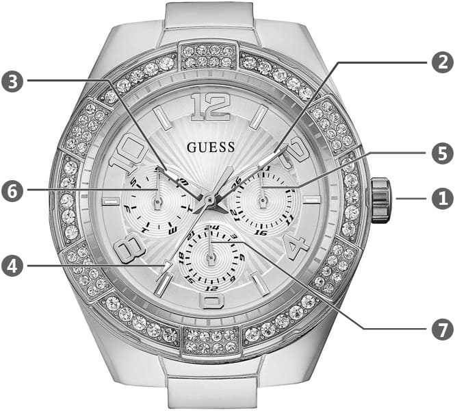 Guess Luna Diamonds Silver Dial Silver Steel Strap Watch for Women - W0729L1