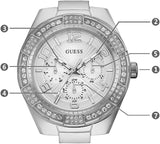 Guess Luna Diamonds Silver Dial Silver Steel Strap Watch for Women - W0729L1