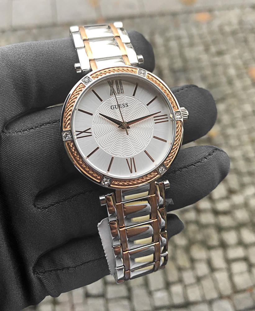 Guess Park Ave Silver Dial Two Tone Steel Strap Watch for Women - W0636L1