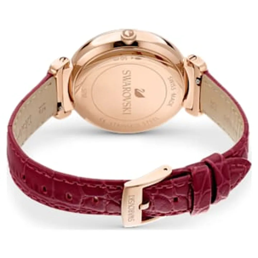 Swarovski Passage Moon Phase Red Dial Red Leather Strap Watch for Women - 5613323