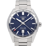 Tag Heuer Carrera Twin Time Blue Dial Silver Steel Strap Watch for Men - WBN201A.BA0640
