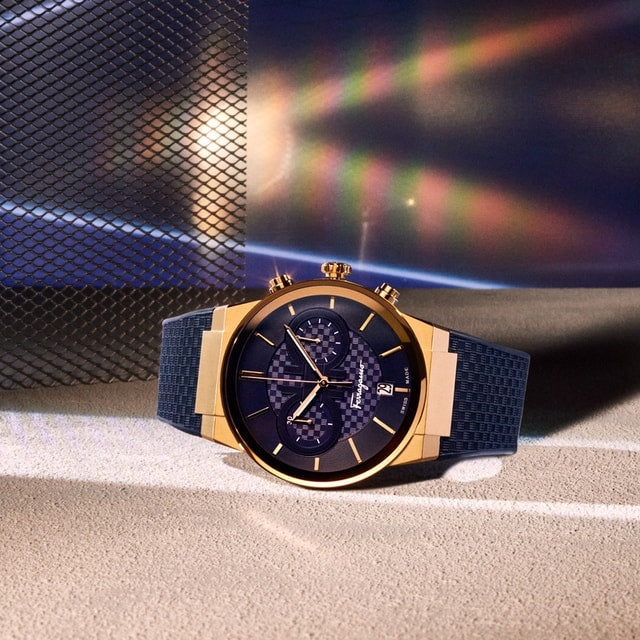 Salvatore Ferragamo Sapphire Blue Dial Blue Rubber Strap Watch for Men - SFHP00220