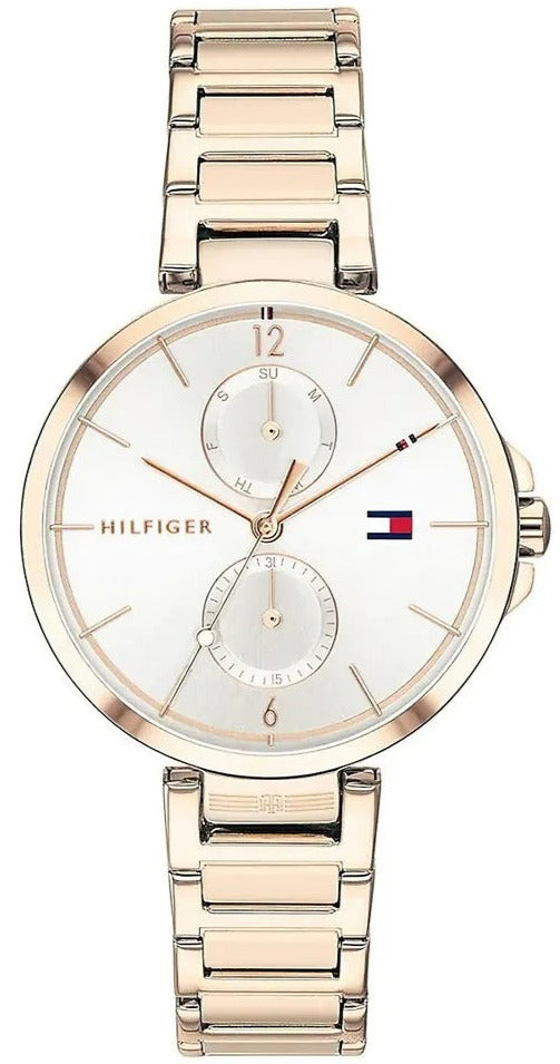 Tommy Hilfiger Angela Quartz White Dial Rose Gold Steel Strap Watch for Women - 1782124