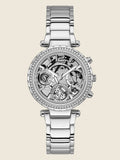 Guess Solstice Diamonds Silver Dial Silver Steel Strap Watch for Women - GW0403L1