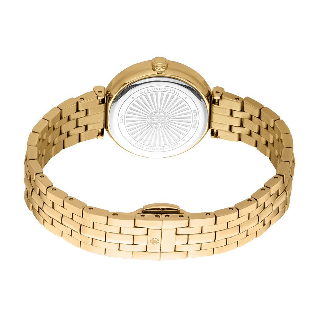 Just Cavalli Chiarezza Snake Core Red Dial Gold Steel Strap Watch for Women - RC5L078M0035