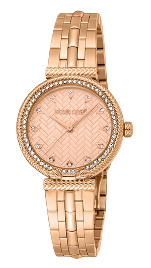 Just Cavalli Chiarezza Snake Core Rose Gold Dial Rose Gold Steel Strap Watch for Women - RC5L078M0045