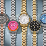 Fossil Blue Dive Three Hand Green Dial Rose Gold Steel Strap Watch For Women - ES5371