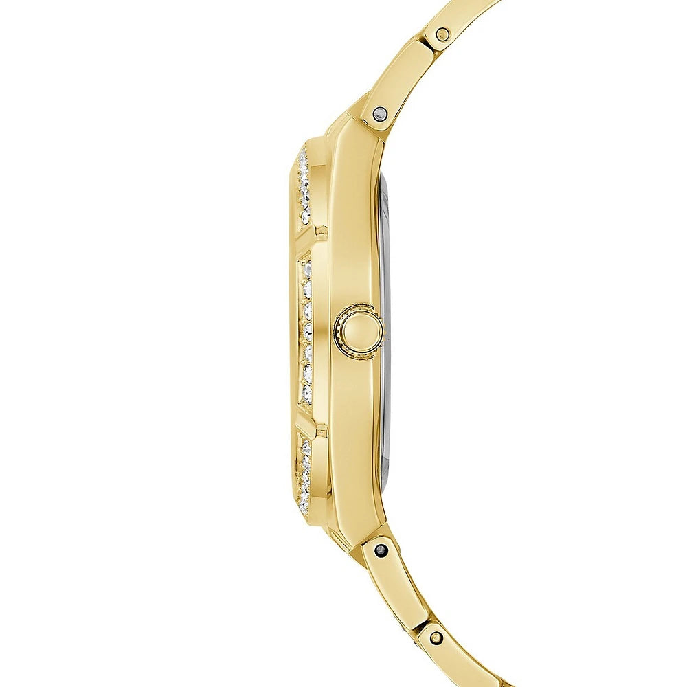 Guess Allara Quartz Gold Dial Gold Steel Strap Watch For Women - GW0604L2