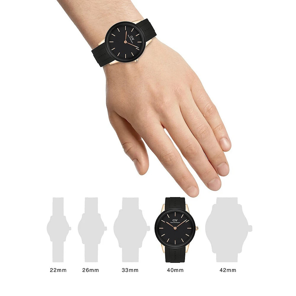 Daniel Wellington Iconic Motion Black Dial Black Rubber Strap Watch For Men - DW00100425