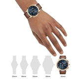 Daniel Wellington Iconic Chronograph Blue Dial Brown Leather Strap Watch For Men - DW00100639