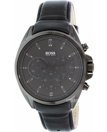 Hugo Boss Driver Chronograph Black Dial Black Leather Strap Watch For Men - HB1513061