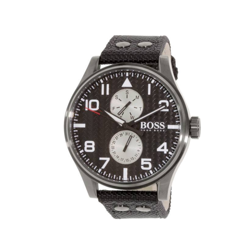 Hugo Boss Aeroliner Maxx Quartz Black Dial Black Nylon Strap Watch For Men - HB1513086