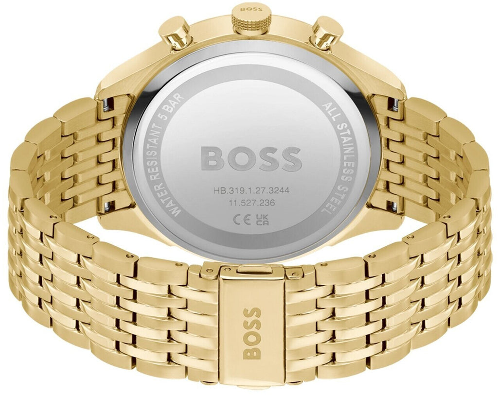 Hugo Boss Gregor Chronograph Grey Dial Gold Steel Strap Watch For Men - 1514051