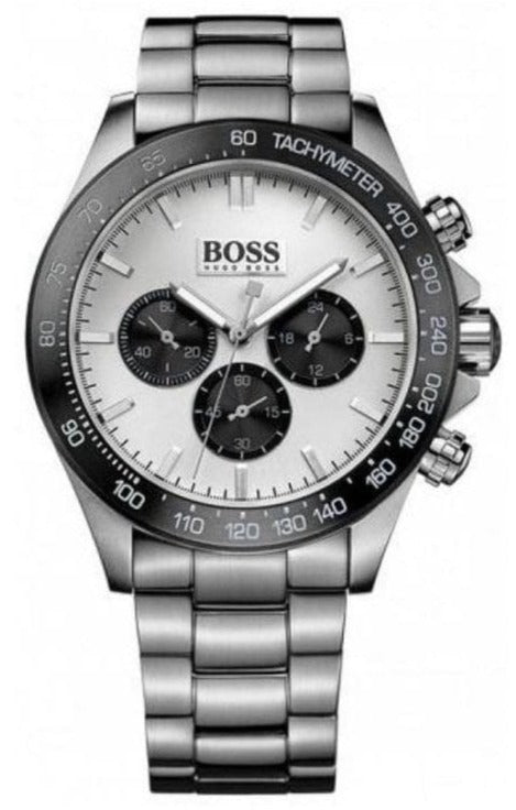 Hugo Boss Ikon Chronograph Silver Dial Silver Steel Strap Watch for Me