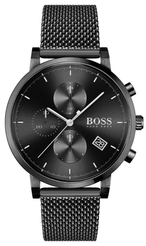 Hugo Boss Integrity Chronograph Black Dial Black Mesh Bracelet Watch f