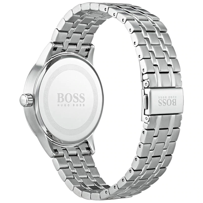 Hugo Boss Officer Black Dial Silver Steel Strap Watch for Men - 1513614