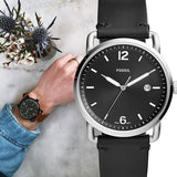 Fossil The Commuter Black Dial Black Leather Strap Watch for Men - FS5406