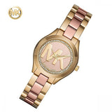 Michael Kors Mini Slim Runway Rose Gold Dial Two Tone Steel Strap Watch for Women - MK3650