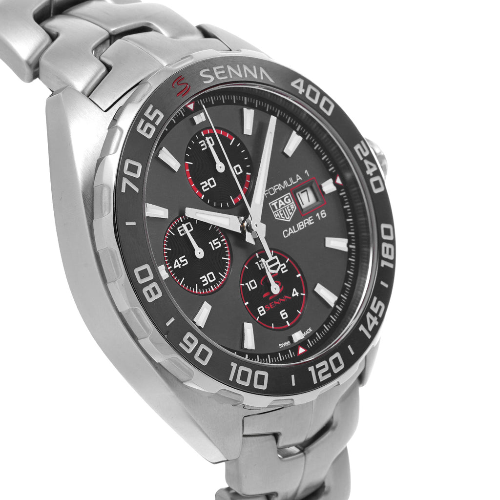 Tag Heuer Formula 1 Chronograph Senna Grey Dial Silver Steel Strap Watch for Men - CAZ201D.BA0633