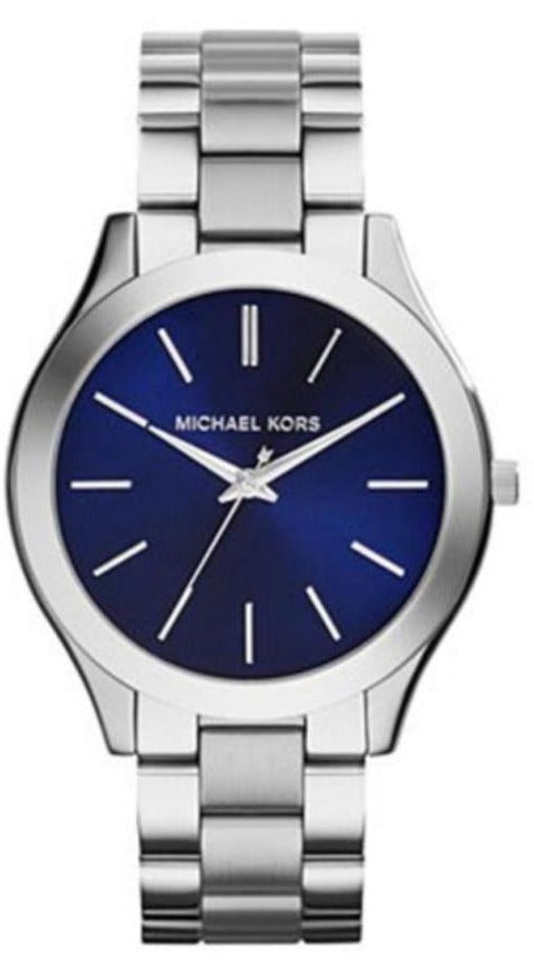 Michael Kors Slim Runway Quartz Blue Dial Silver Steel Strap  display picture 3
