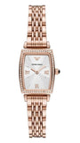 Emporio Armani Gianni T Bar Quartz Crystals White Dial Rose Gold Steel Strap Watch For Women - AR11406