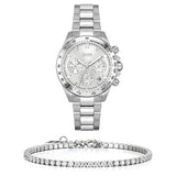 Hugo Boss Novia Chronograph Silver Dial Silver Steel Strap Watch for Women - 1502616