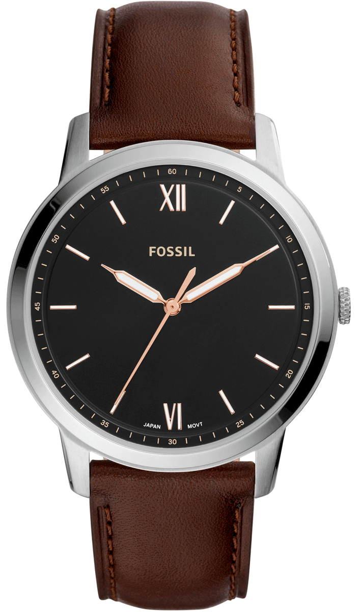 Fossil The Minimalist 3H Black Dial Brown Leather Strap Watch for Men
