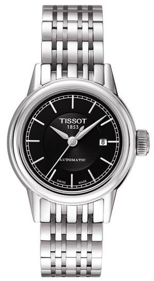Tissot Carson Automatic Black Dial Silver Steel Strap Watch For Women - T085.207.11.051.00