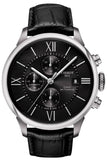 Tissot T Classic Chemin Des Tourelles Chronograph Black Dial Black Leather Strap Watch For Men - T099.427.16.058.00