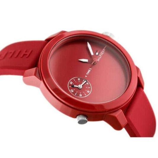 Tommy Hilfiger Denim Quartz Red Dial Red Rubber Strap Watch for Men - 1791323
