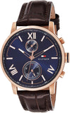 Tommy Hilfiger Aiden Quartz Blue Dial Brown Leather Strap Watch for Men - 1791308