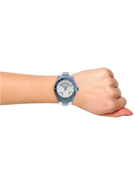 Guess Luna Diamonds White Dial White Rubber Strap Watch for Women - W0653L2
