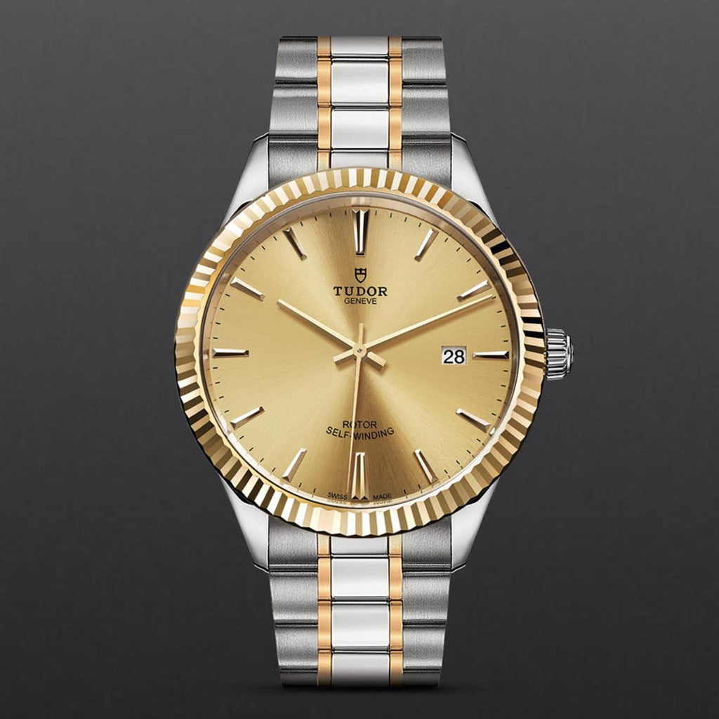 Tudor Style Automatic Gold Dial Two Tone Steel Strap Watch for Men - M12713-0001