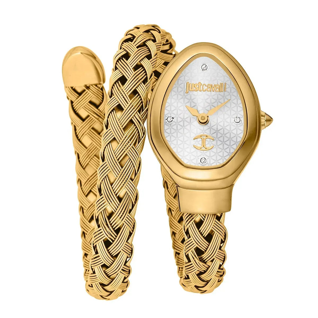 Just Cavalli Novara Silver Dial Gold Steel Strap Watch for Women - JC1L264M0025