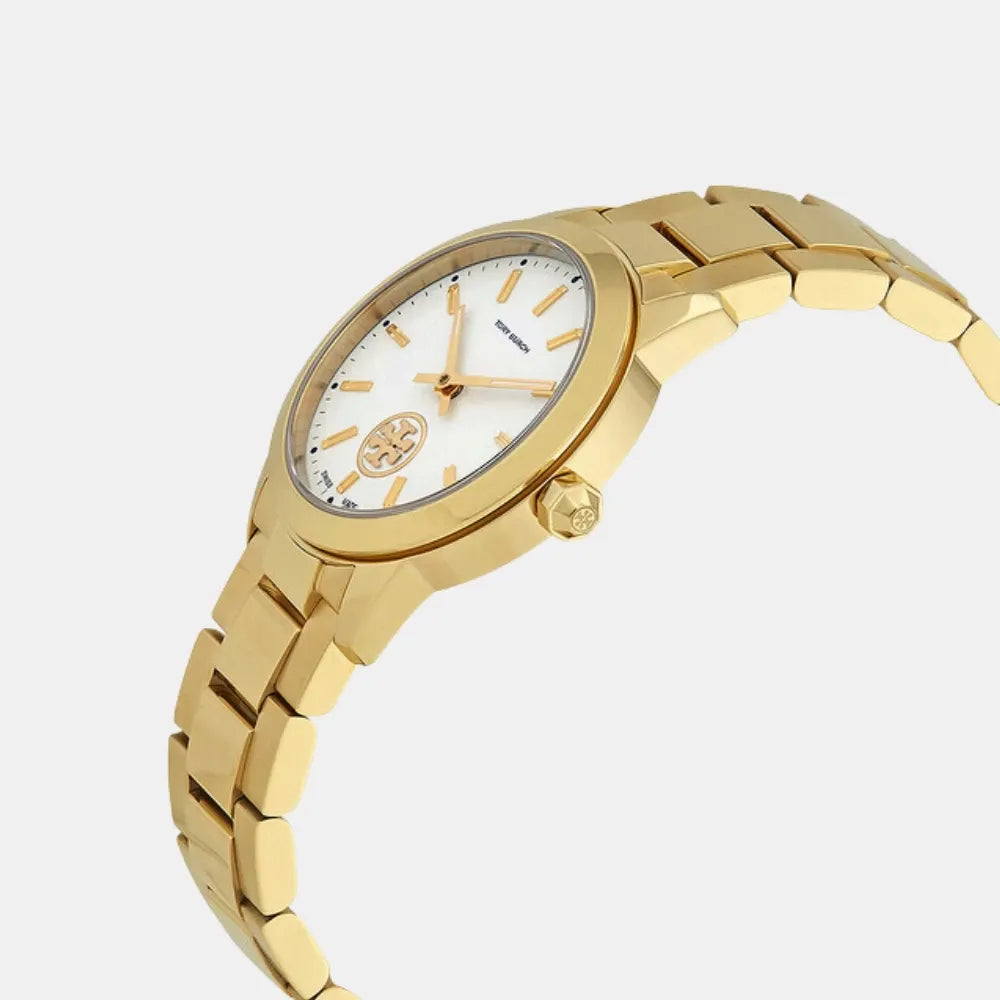 Tory Burch Collins White Dial Gold Steel Strap Watch for Women - TBW1300