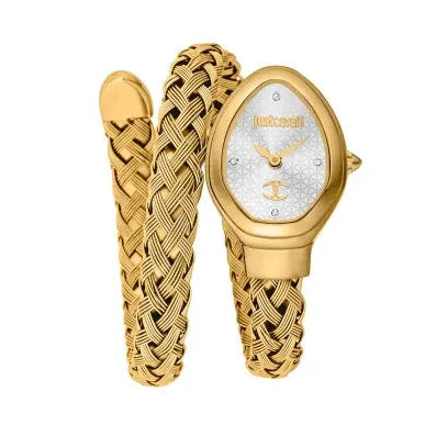Just Cavalli Novara Silver Dial Gold Steel Strap Watch for Women - JC1L264M0025
