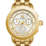 Tory Burch Classic Chronograph White Dial Gold Steel Strap Watch for Women - TBW1032