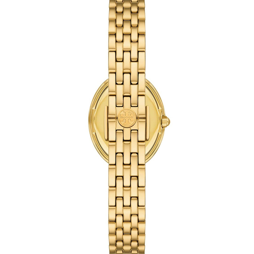 Tory Burch Oval Mother of Pearl Dial Gold Steel Strap Watch for Women - TBW6034