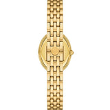 Tory Burch Oval Mother of Pearl Dial Gold Steel Strap Watch for Women - TBW6034