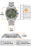 Emporio Armani Federico Chronograph Green Dial Silver Steel Strap Watch for Men - AR11640